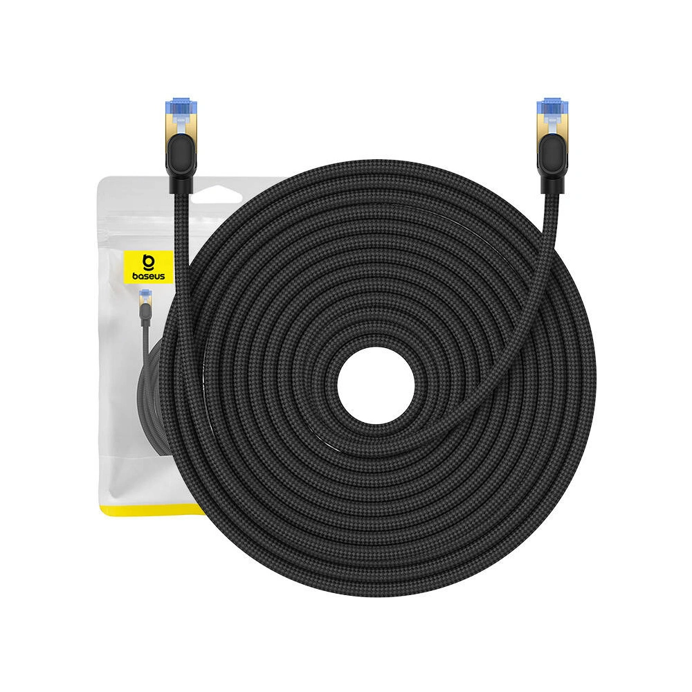 Hurtownia GSM - Kabel síťový Baseus v opletu kat. 7 Ethernet RJ45, 10Gbps, 25m (černý) - BSU4696 - {ean13} - Hurt