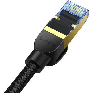 Kabel sieciowy Baseus w oplocie kat. 7 Ethernet RJ45, 10Gbps, 25m (czarny)