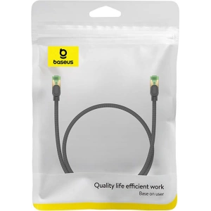 Kabel sieciowy Baseus w oplocie kat. 8 Ethernet RJ45, 40Gbps, 0,5m (czarny)