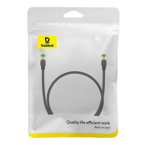 Kabel sieciowy Baseus w oplocie kat. 8 Ethernet RJ45, 40Gbps, 0,5m (czarny)