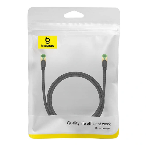 Kabel sieciowy Baseus w oplocie kat. 8 Ethernet RJ45, 40Gbps, 1m (czarny)