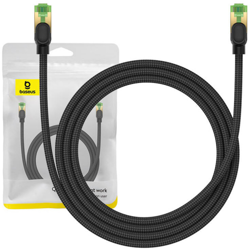 Baseus Distributor - 6932172646745 - BSU4699 - Baseus braided cat 8 Ethernet RJ45 network cable, 40Gbps, 1,5m (black) - B2B homescreen