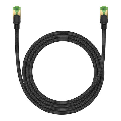 Kabel sieciowy Baseus w oplocie kat. 8 Ethernet RJ45, 40Gbps, 1,5m (czarny)