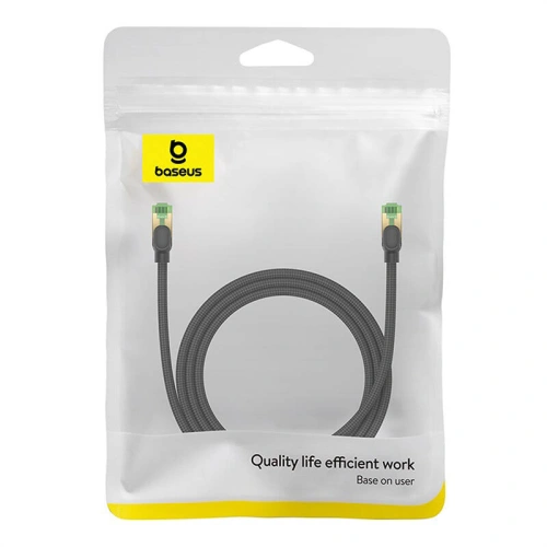 Kabel sieciowy Baseus w oplocie kat. 8 Ethernet RJ45, 40Gbps, 1,5m (czarny)