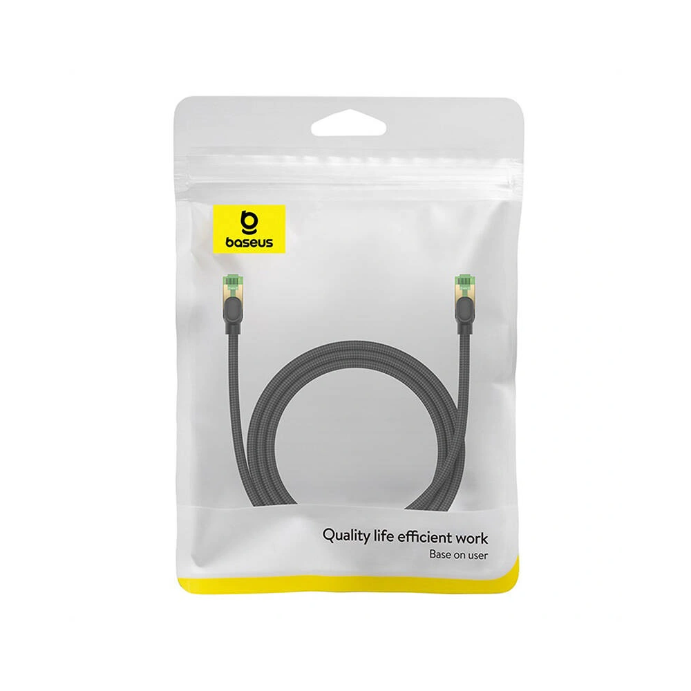 Hurtownia GSM - Kabel síťový Baseus v opletu kat. 8 Ethernet RJ45, 40Gbps, 1,5m (černý) - BSU4699 - {ean13} - Hurt