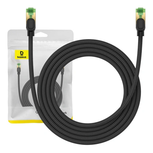 Kabel sieciowy Baseus w oplocie kat. 8 Ethernet RJ45, 40Gbps, 2m (czarny)