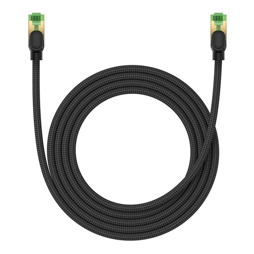 Kabel sieciowy Baseus w oplocie kat. 8 Ethernet RJ45, 40Gbps, 2m (czarny)