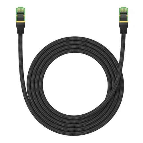 Kabel sieciowy Baseus w oplocie kat. 8 Ethernet RJ45, 40Gbps, 2m (czarny)