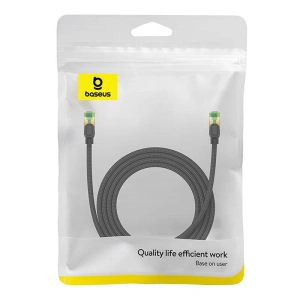 Kabel sieciowy Baseus w oplocie kat. 8 Ethernet RJ45, 40Gbps, 2m (czarny)