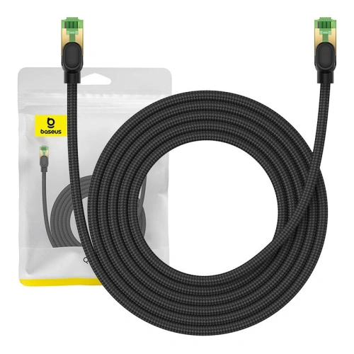 Kabel sieciowy Baseus w oplocie kat. 8 Ethernet RJ45, 40Gbps, 3m (czarny)
