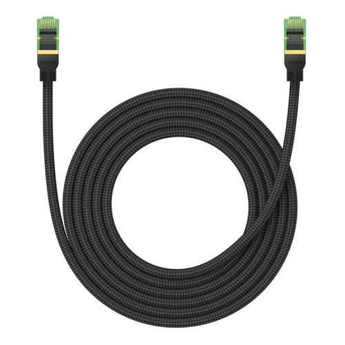 Kabel sieciowy Baseus w oplocie kat. 8 Ethernet RJ45, 40Gbps, 3m (czarny)