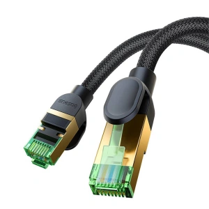 Kabel sieciowy Baseus w oplocie kat. 8 Ethernet RJ45, 40Gbps, 3m (czarny)