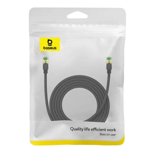 Kabel sieciowy Baseus w oplocie kat. 8 Ethernet RJ45, 40Gbps, 3m (czarny)