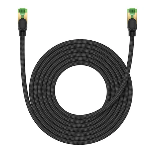 Kabel sieciowy Baseus w oplocie kat. 8 Ethernet RJ45, 40Gbps, 5m (czarny)