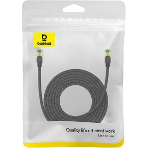 Kabel sieciowy Baseus w oplocie kat. 8 Ethernet RJ45, 40Gbps, 5m (czarny)