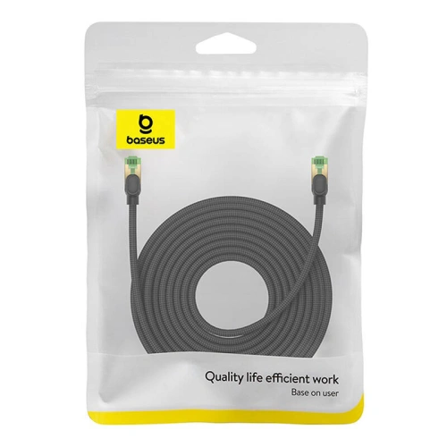 Kabel sieciowy Baseus w oplocie kat. 8 Ethernet RJ45, 40Gbps, 15m (czarny)