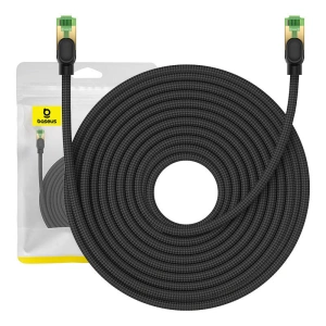 Kabel sieciowy Baseus w oplocie kat. 8 Ethernet RJ45, 40Gbps, 20m (czarny)