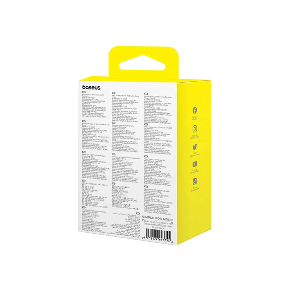 Hurtownia GSM - Transmiter FM Baseus S-09 Pro Bluetooth 5.3 (černý) - BSU4707 - {ean13} - Hurt