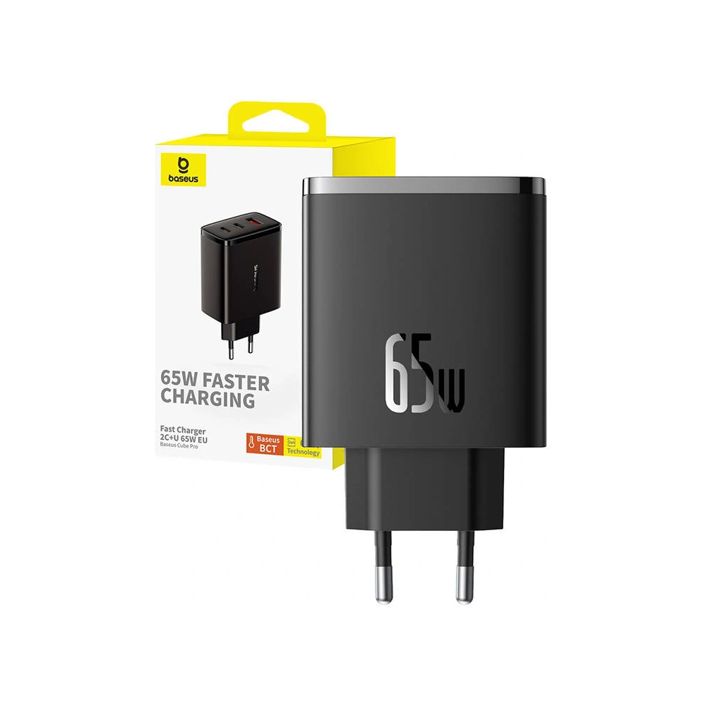 Hurtownia GSM - Hálózati töltő Baseus OS-Cube Pro GaN5 USB-A, 2xUSB-C, 65W (fekete) - BSU4709 - {ean13} - Hurt