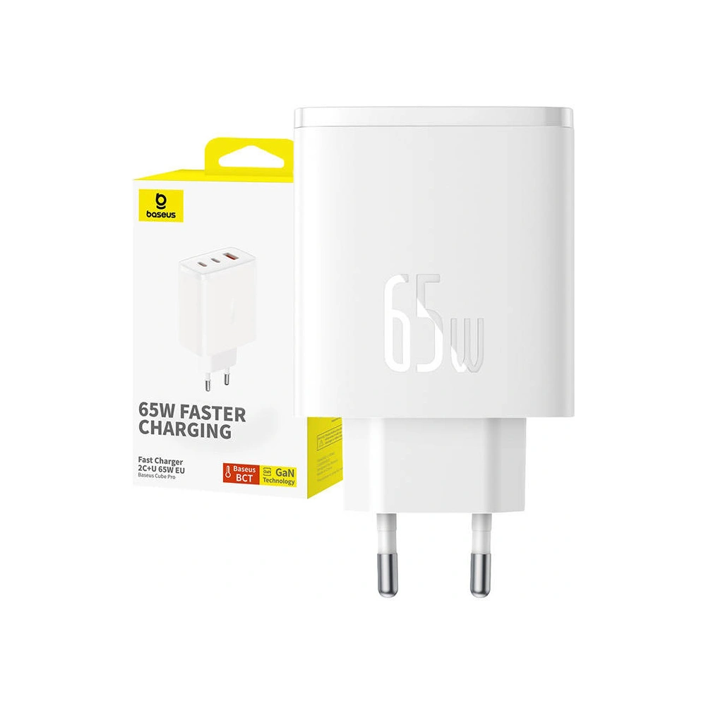 Hurtownia GSM - Netzteil Baseus OS-Cube Pro GaN5 USB-A, 2xUSB-C, 65W (weiß) - BSU4710 - {ean13} - Hurt