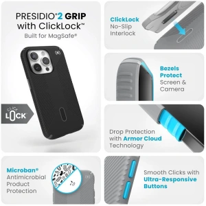 Hurtownia GSM - Etui Speck Presidio2 Grip ClickLock & MagSafe Apple iPhone 15 Pro (Černá / Antracitově šedá / Bílá) - SPK578 - {ean13} - Hurt