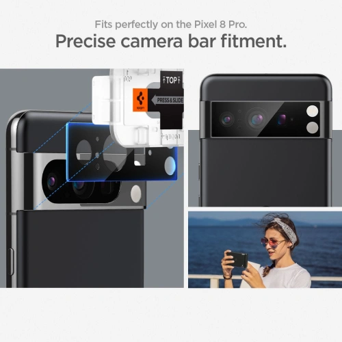 Szkło hartowane na aparat Spigen Optik.tr ez Fit Camera Protector Google Pixel 8 Pro Black [2 PACK]