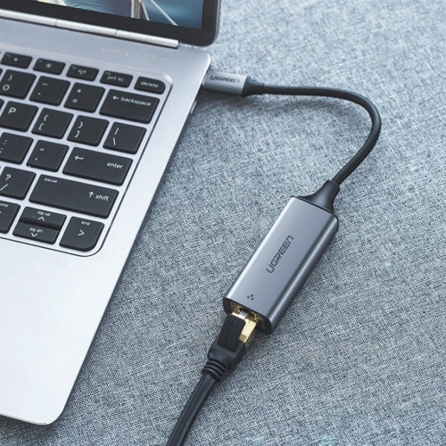 UGREEN zewnętrzna karta sieciowa USB-C / Ethernet RJ45 1Gbps szary
