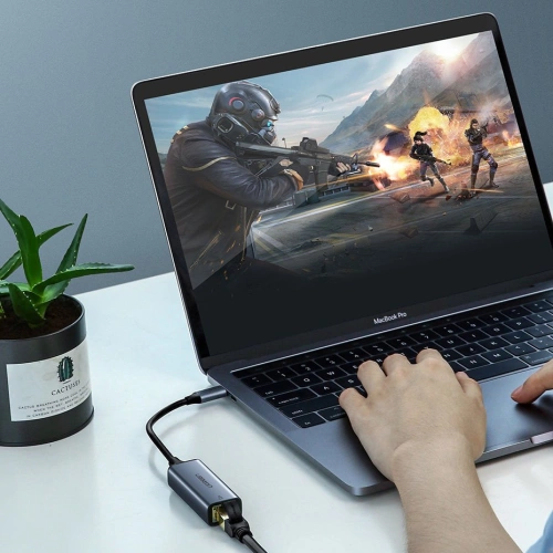 UGREEN zewnętrzna karta sieciowa USB-C / Ethernet RJ45 1Gbps szary