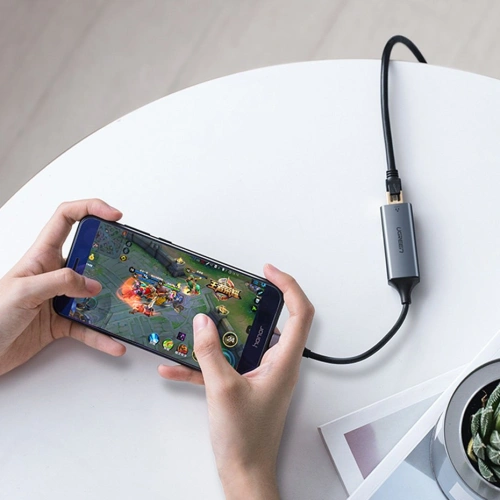 UGREEN zewnętrzna karta sieciowa USB-C / Ethernet RJ45 1Gbps szary