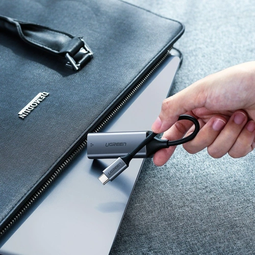 UGREEN zewnętrzna karta sieciowa USB-C / Ethernet RJ45 1Gbps szary
