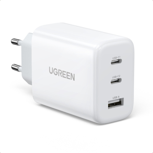 Ugreen Distributor - 6941876221455 - UGR1748 - UGREEN 2xUSB-C / USB-A 65W PD, QC, PPS white network charger (CD275) - B2B homescreen