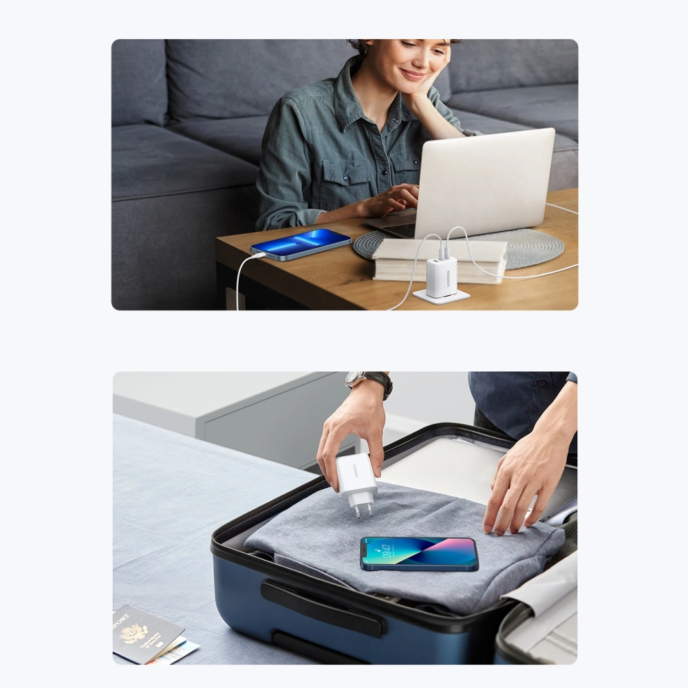 Hurtownia GSM - UGREEN 2xUSB-C / USB-A 65W PD, QC, PPS fehér hálózati töltő (CD275) - UGR1748 - {ean13} - Hurt