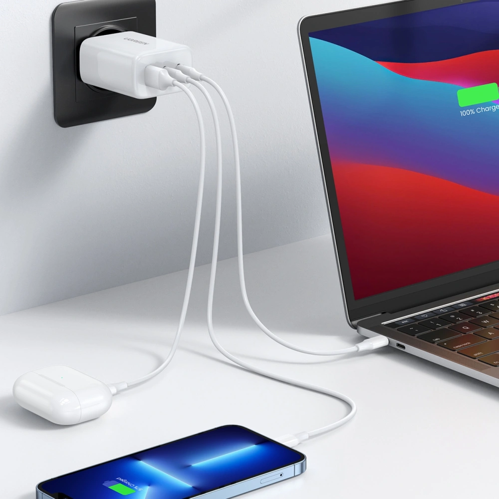 Hurtownia GSM - UGREEN 2xUSB-C / USB-A 65W PD, QC, PPS fehér hálózati töltő (CD275) - UGR1748 - {ean13} - Hurt