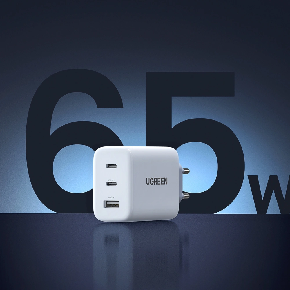 Hurtownia GSM - UGREEN 2xUSB-C / USB-A 65W PD, QC, PPS fehér hálózati töltő (CD275) - UGR1748 - {ean13} - Hurt