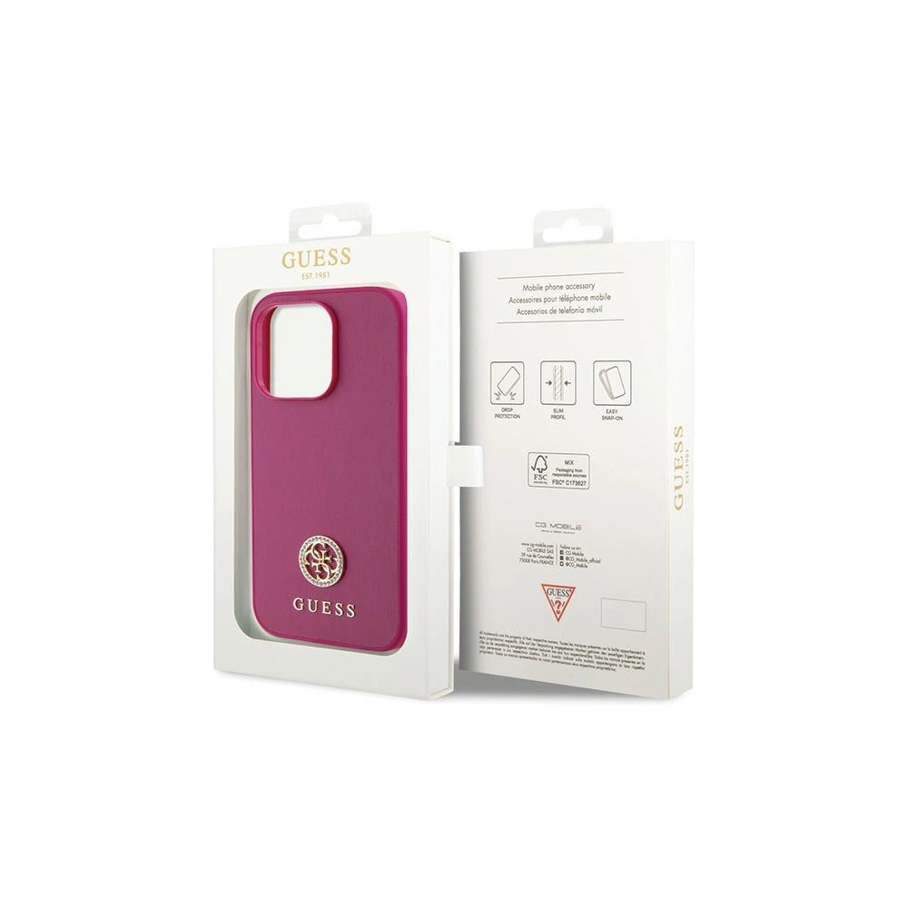 Wholesale Guess GUHCP15LPS4DGPP Apple iPhone 15 Pro hardcase Strass Metal Logo pink - GUE2994 - {ean13} - Hurt