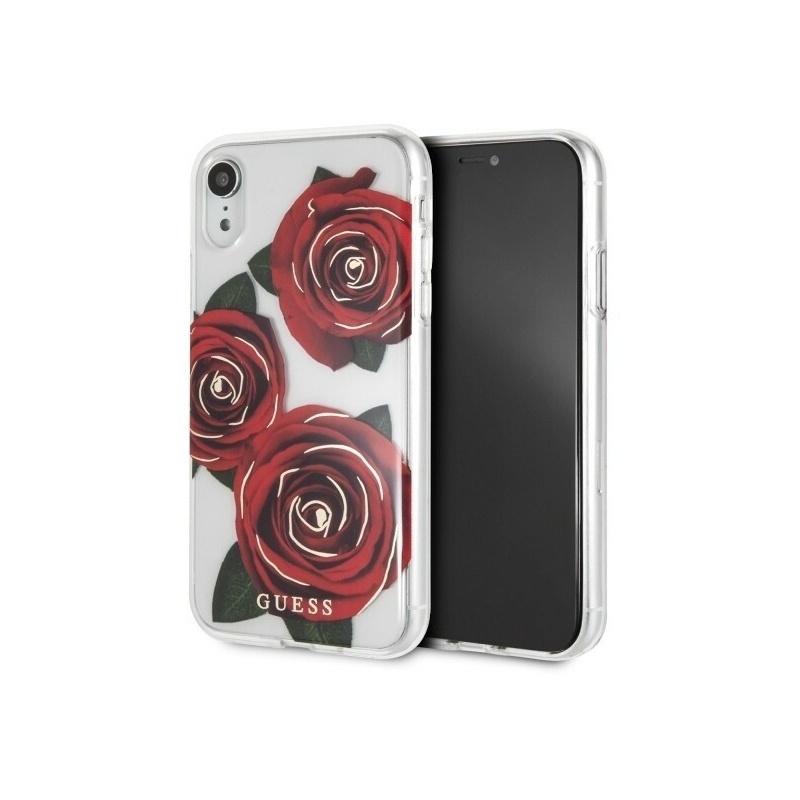 Hurtownia Guess - 3700740437674 - GUE064RED - Etui Guess GUHCI61ROSTR Apple iPhone XR transparent hard case Flower Desire red roses - B2B homescreen