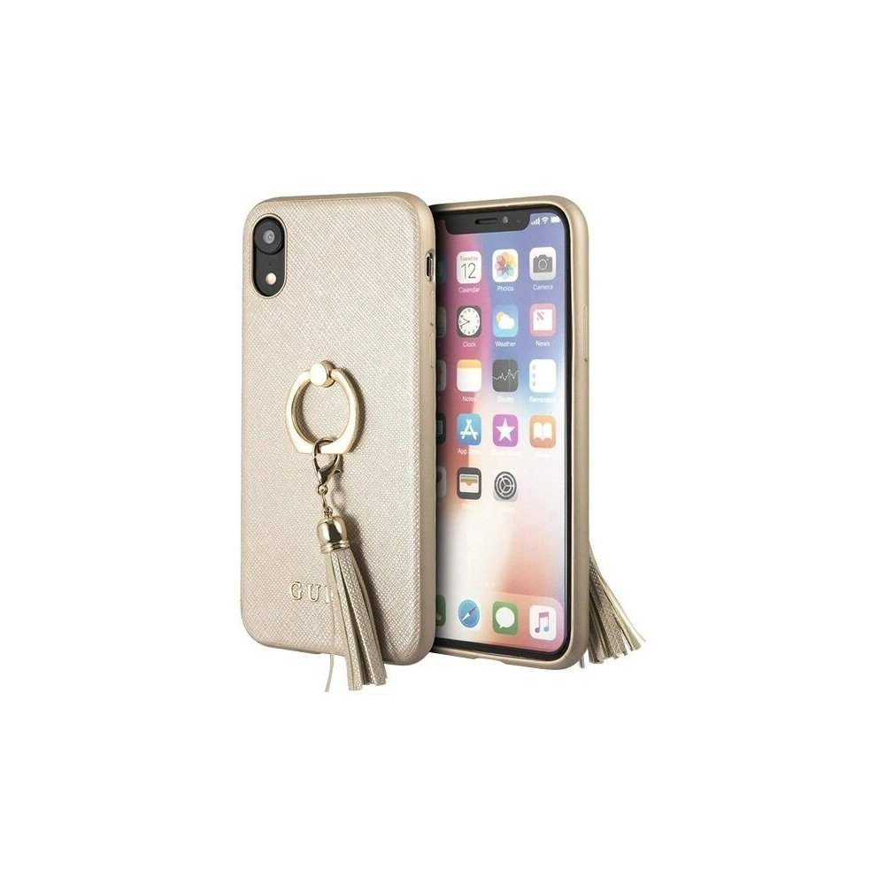 Hurtownia GSM - Etui Guess GUHCI61RSSABE Apple iPhone XR béžové/hard case Saffiano s kroužkovým stojanem - GUE065BEI - {ean13} - Hurt