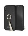 Guess GUHCI61RSSABK iPhone Xr black hard case Saffiano with ring stand