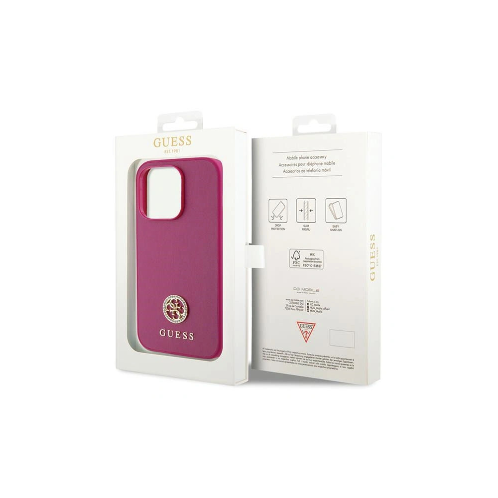 Wholesale Guess GUHCP15XPS4DGPP Apple iPhone 15 Pro Max hardcase Strass Metal Logo pink - GUE3000 - {ean13} - Hurt