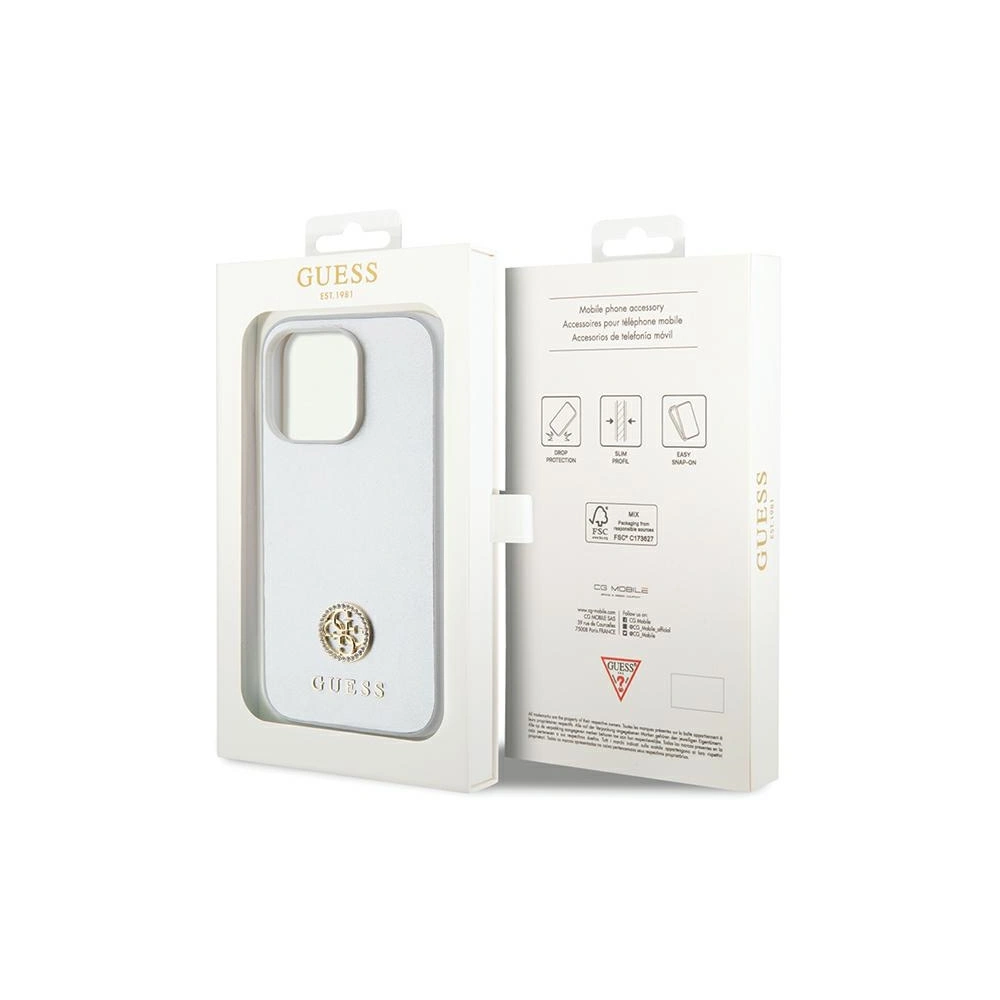Wholesale Guess GUHCP15XPS4DGPS Apple iPhone 15 Pro Max hardcase Strass Metal Logo silver - GUE3001 - {ean13} - Hurt