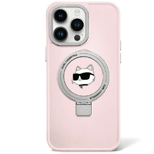 Karl Lagerfeld Distributor - 3666339168773 - KLD1756 - Karl Lagerfeld KLHMP15LHMRSCHP Apple iPhone 15 Pro hardcase Ring Stand Choupette Head MagSafe pink - B2B homescreen
