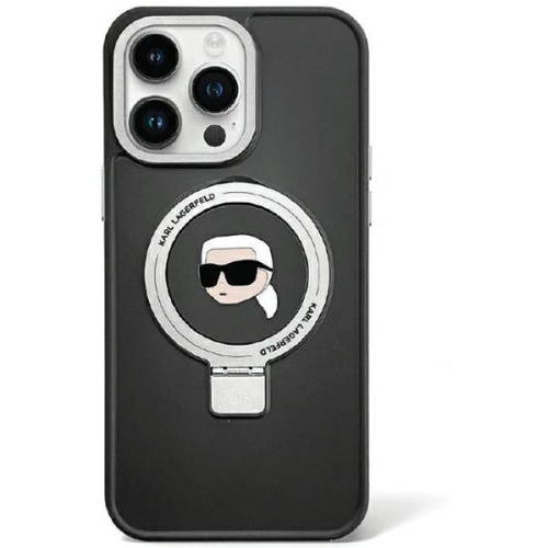 Karl Lagerfeld Distributor - 3666339168414 - KLD1758 - Karl Lagerfeld KLHMP15LHMRSKHK Apple iPhone 15 Pro hardcase Ring Stand Karl Head MagSafe black - B2B homescreen