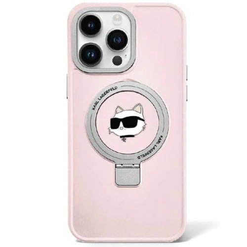 Etui Karl Lagerfeld KLHMP15SHMRSCHP Apple iPhone 15 hardcase Ring Stand Choupette Head MagSafe różowy/pink