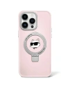 Karl Lagerfeld KLHMP15SHMRSCHP Apple iPhone 15 hardcase Ring Stand Choupette Head MagSafe pink