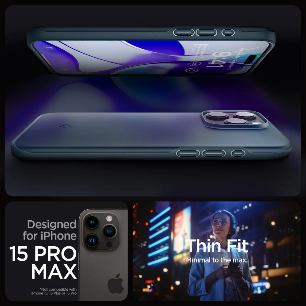 Wholesale Spigen Thin Fit Apple iPhone 15 Pro Max Metal Slate - SPN3157 - {ean13} - Hurt