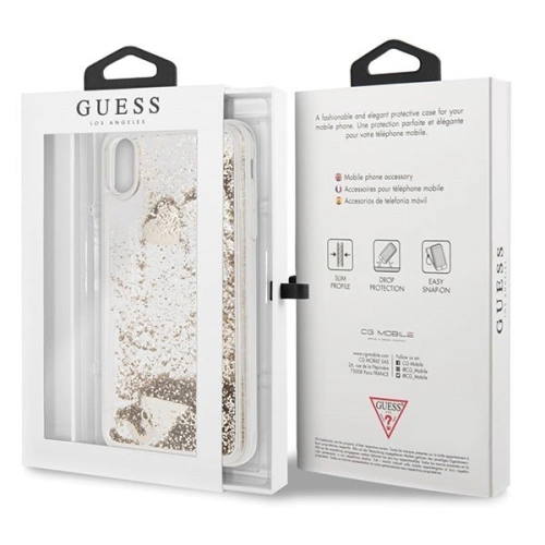 Etui Guess GUHCI65GLHFLGO Apple iPhone XS Max gold/złoty hard case Glitter Hearts