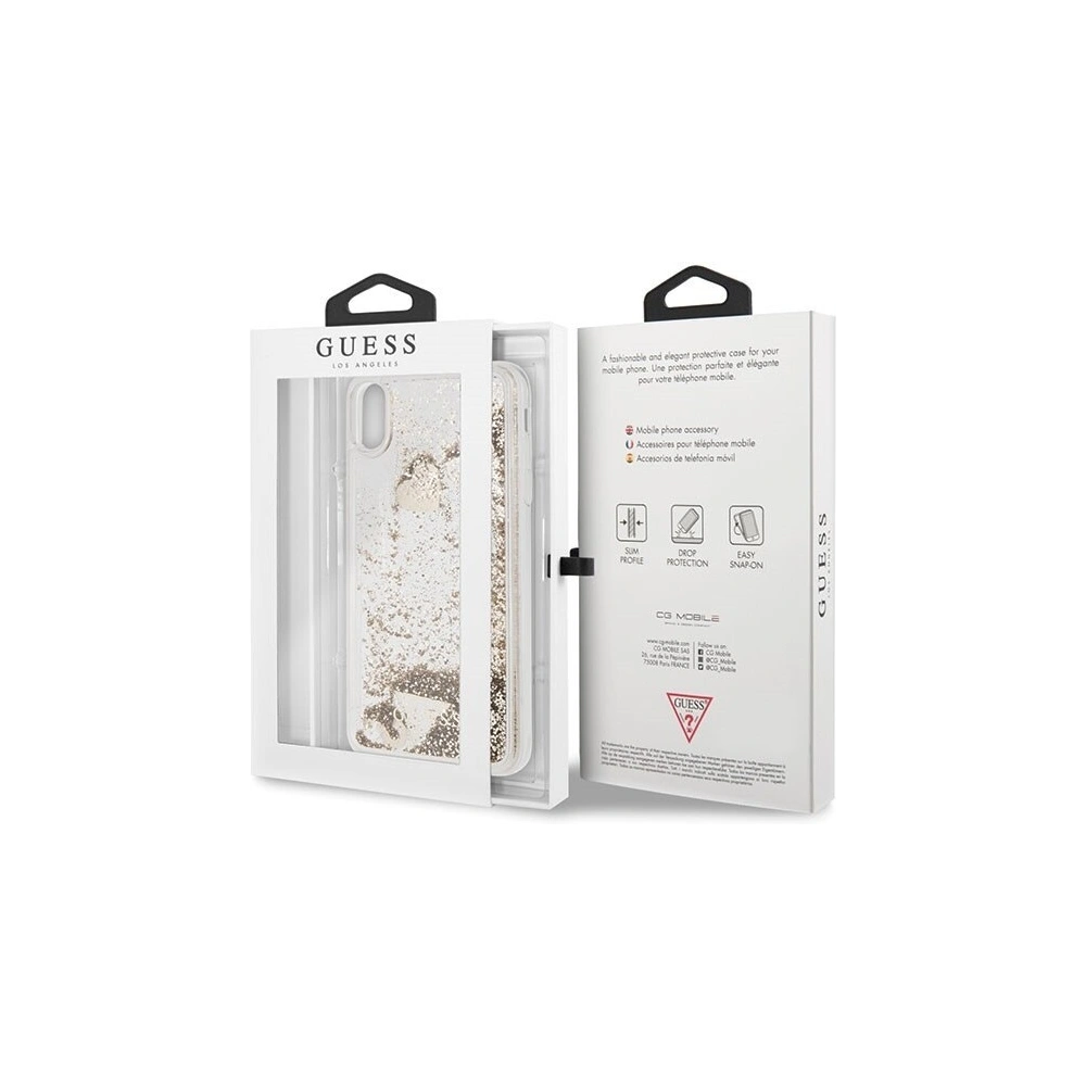 Hurtownia GSM - Etui Guess GUHCI65GLHFLGO Apple iPhone XS Max zlaté/zelzoty tvrdé pouzdro Glitter Hearts - GUE074GLD - {ean13} - Hurt