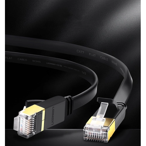 Płaski kabel sieciowy UGREEN Ethernet RJ45 Cat.7 STP LAN 10Gbps 3m czarny