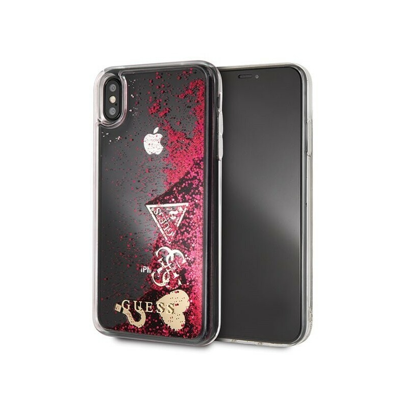 Hurtownia Guess - 3700740437834 - [KOSZ] - Etui Guess GUHCI65GLHFLRA Apple iPhone XS Max raspberry hard case Glitter Hearts - B2B homescreen
