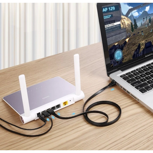 Płaski kabel sieciowy UGREEN Ethernet RJ45 Cat.7 STP LAN 10Gbps 3m czarny